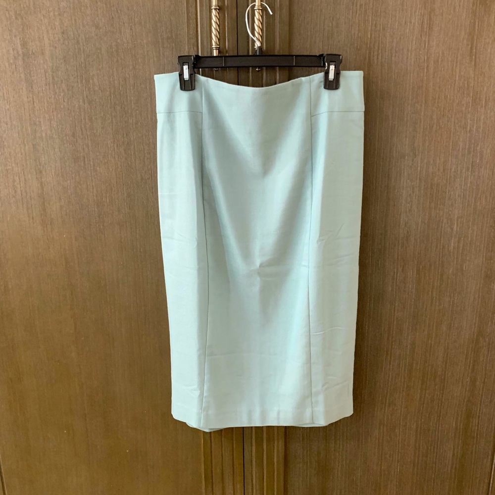 NWOT Ann Taylor Seafoam Green Linen Blend Lined Pencil Skirt, Size 10
